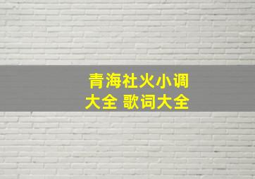 青海社火小调大全 歌词大全